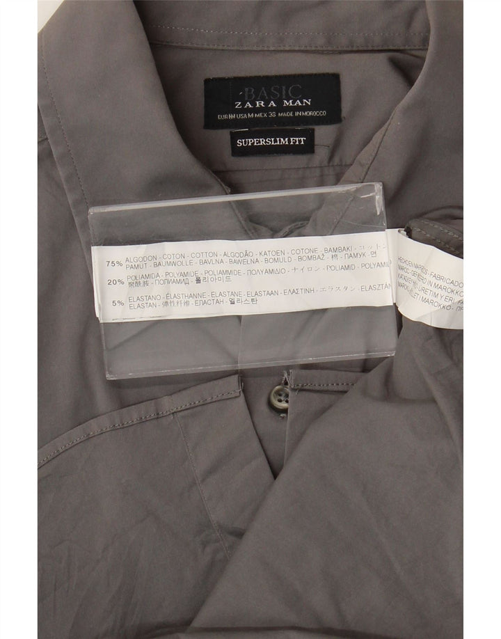 Zara Herren Super Slim Fit Hemd aus mittelgrauer Baumwolle