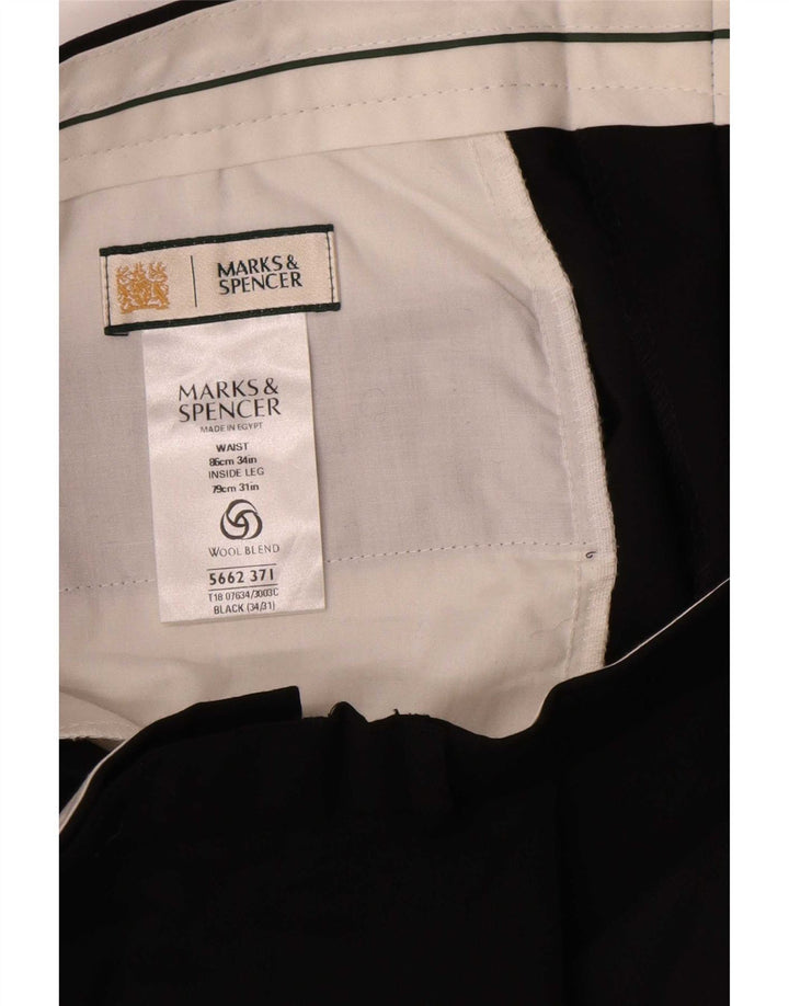 Gerade Herren-Anzughose von Marks & Spencer, W34, L31, Schwarz, Polyester