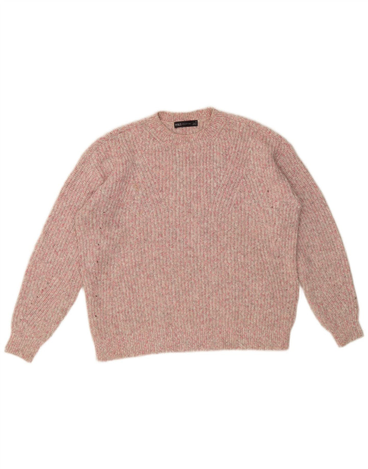 Marks & Spencer Damen-Pullover mit Rundhalsausschnitt, Gr. 14, mittelrosa meliert