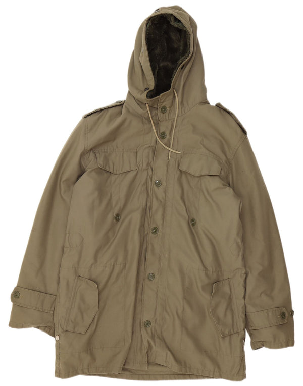 Vintage Herren Militär-Sherpa-Parka mit Kapuze, UK 38, mittleres Khaki
