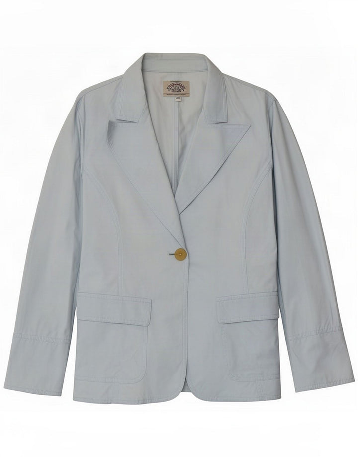 Armani Damen 1-Knopf-Blazerjacke UK 16 Große blaue Baumwolle