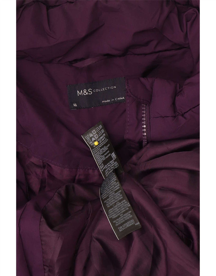 Marks & Spencer Wattierter Damenmantel mit Kapuze, UK 16, Größe L, Lila, Polyester