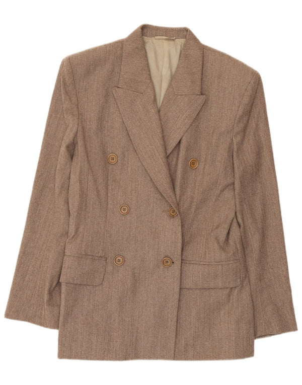 Vintage Damen Zweireiher Blazer Jacke IT 42 Mittelbeige Wolle
