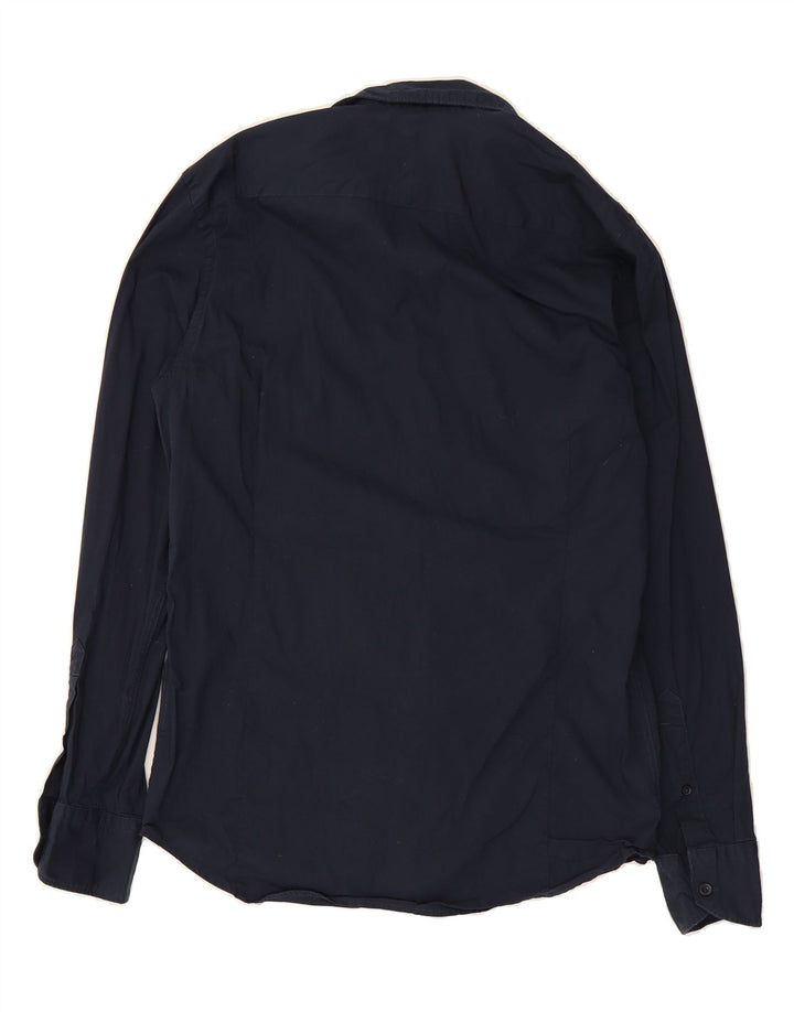 REPLAY Mens Slim Fit Shirt Large Navy Blue Cotton Vintage Replay and Second-Hand Replay from Messina Hembry 