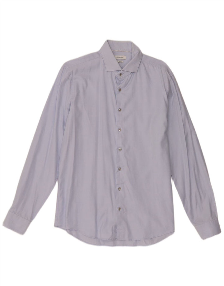 Calvin Klein Herren-Hemd, tailliert, Größe 42, 16 1/2, große blaue Baumwolle