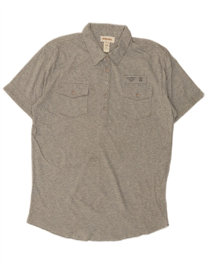 DIESEL Herren-Poloshirt aus mittelgrauer Baumwolle