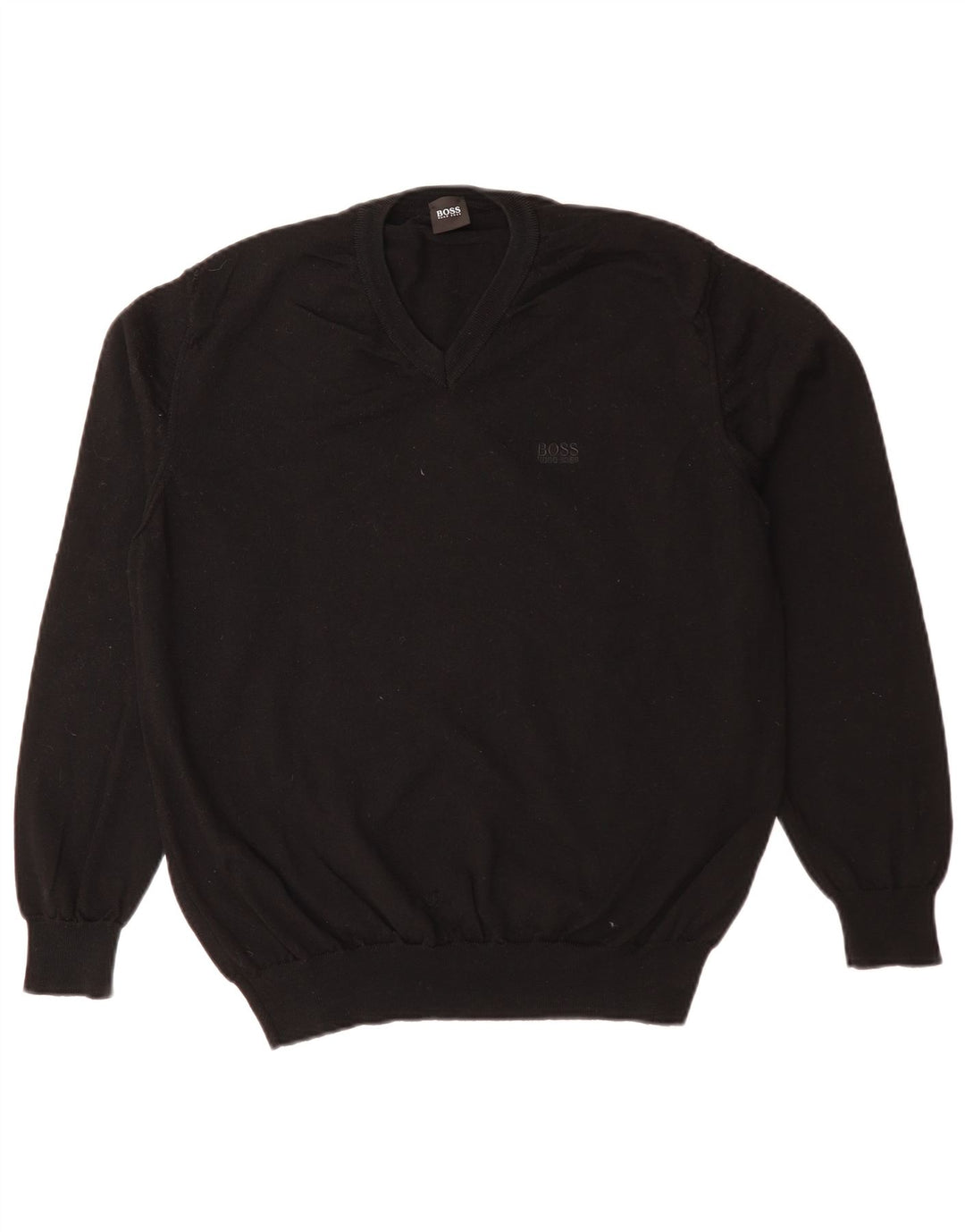 HUGO BOSS Herren-Pullover mit V-Ausschnitt, Mittelschwarz