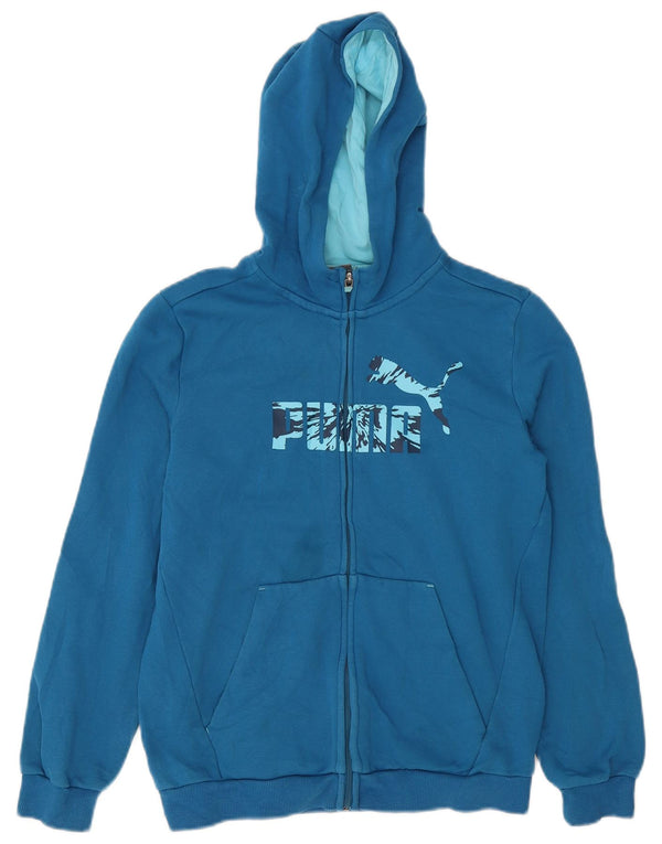 Puma Jungen Kapuzenpullover mit grafischem Reißverschluss, 13–14 Jahre, Blau