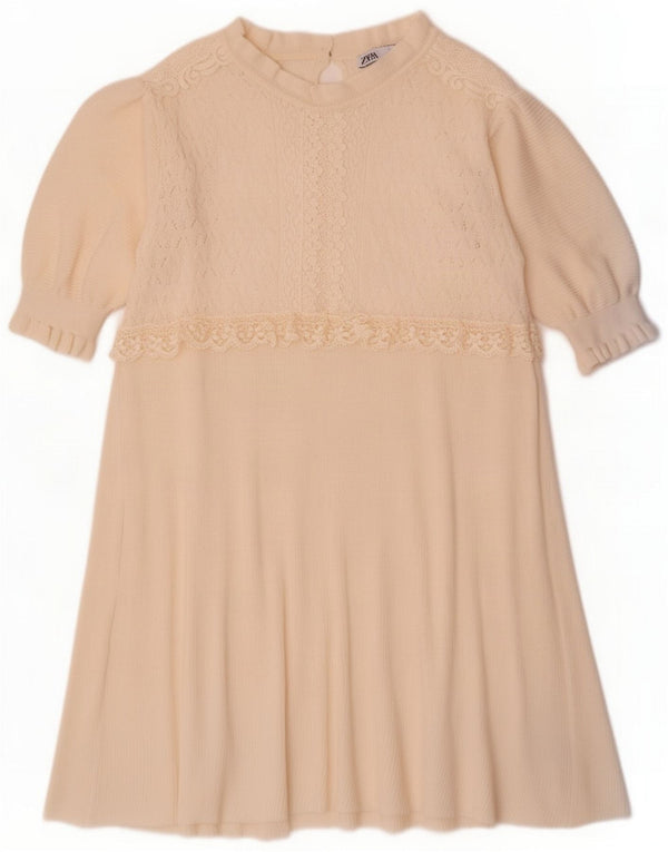 Zara Damen-Strickkleid mit 3/4-Ärmeln, UK 14, mittelgrau, Polyester