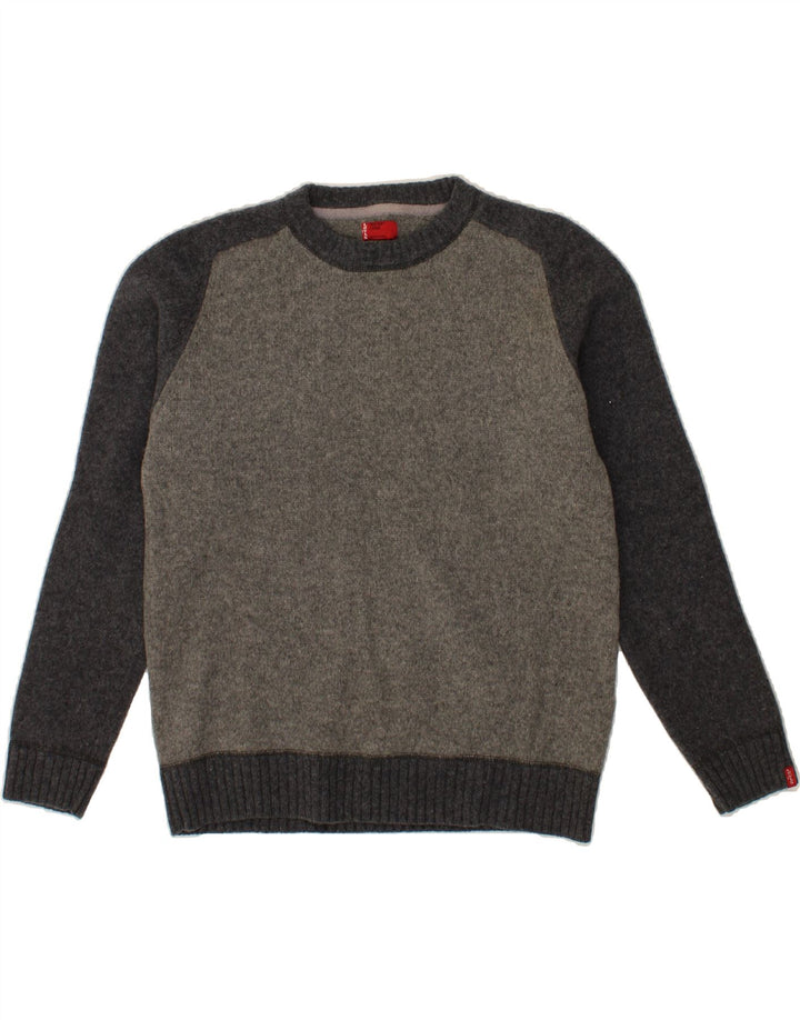 LEVI'S Herren-Pullover mit Rundhalsausschnitt, groß, graue Farbblock-Lammwolle
