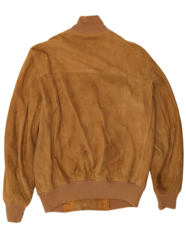 Maren Herren Wildleder Bomberjacke UK 40 Großes beiges Wildleder