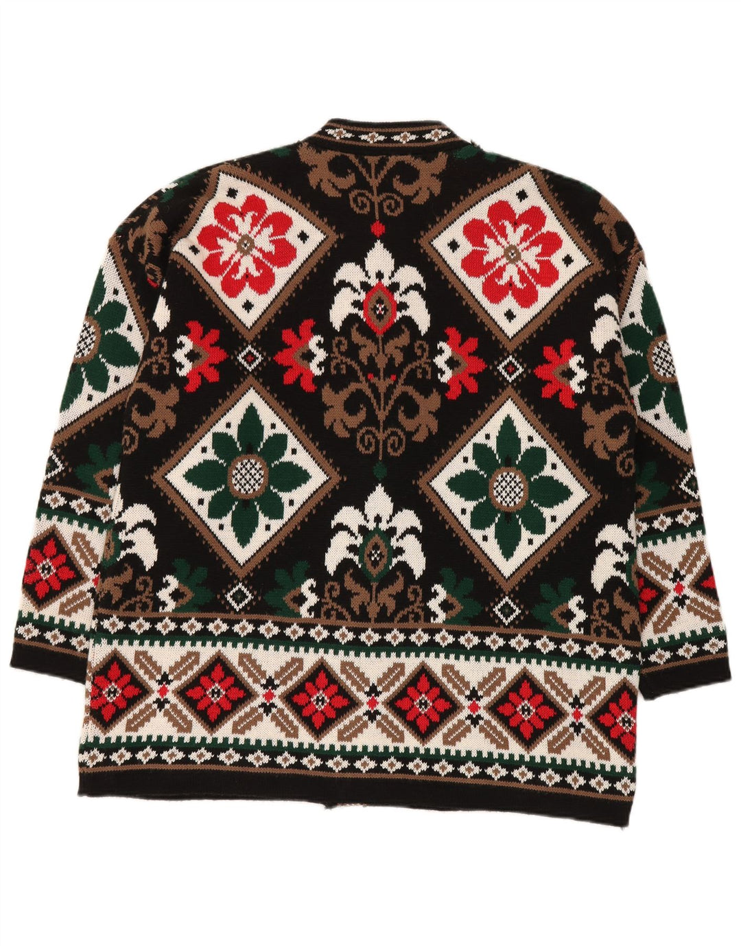BELLISIMO Damen-Strickjacke in Übergröße, Gr. 16, Größe L, Schwarz, Fair Isle