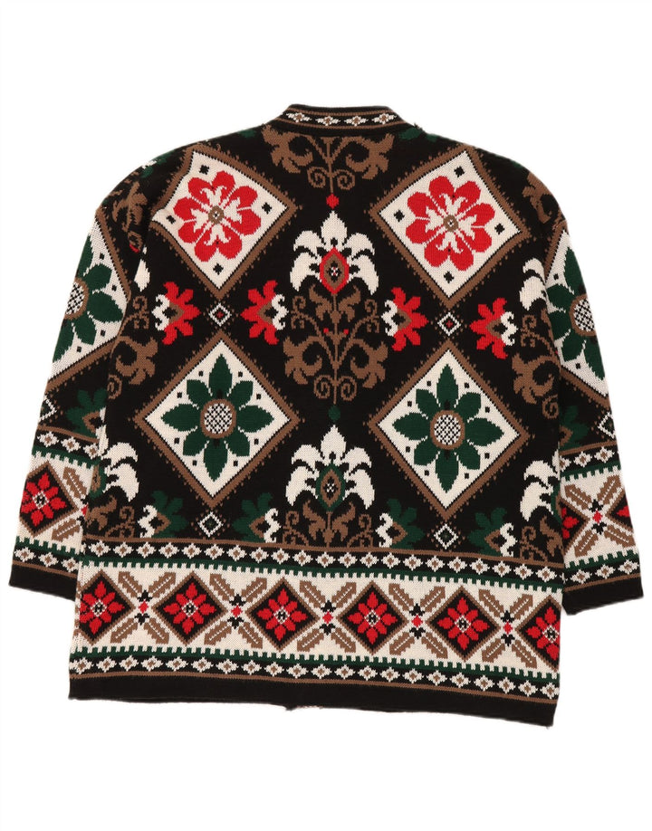 BELLISIMO Damen-Strickjacke in Übergröße, Gr. 16, Größe L, Schwarz, Fair Isle