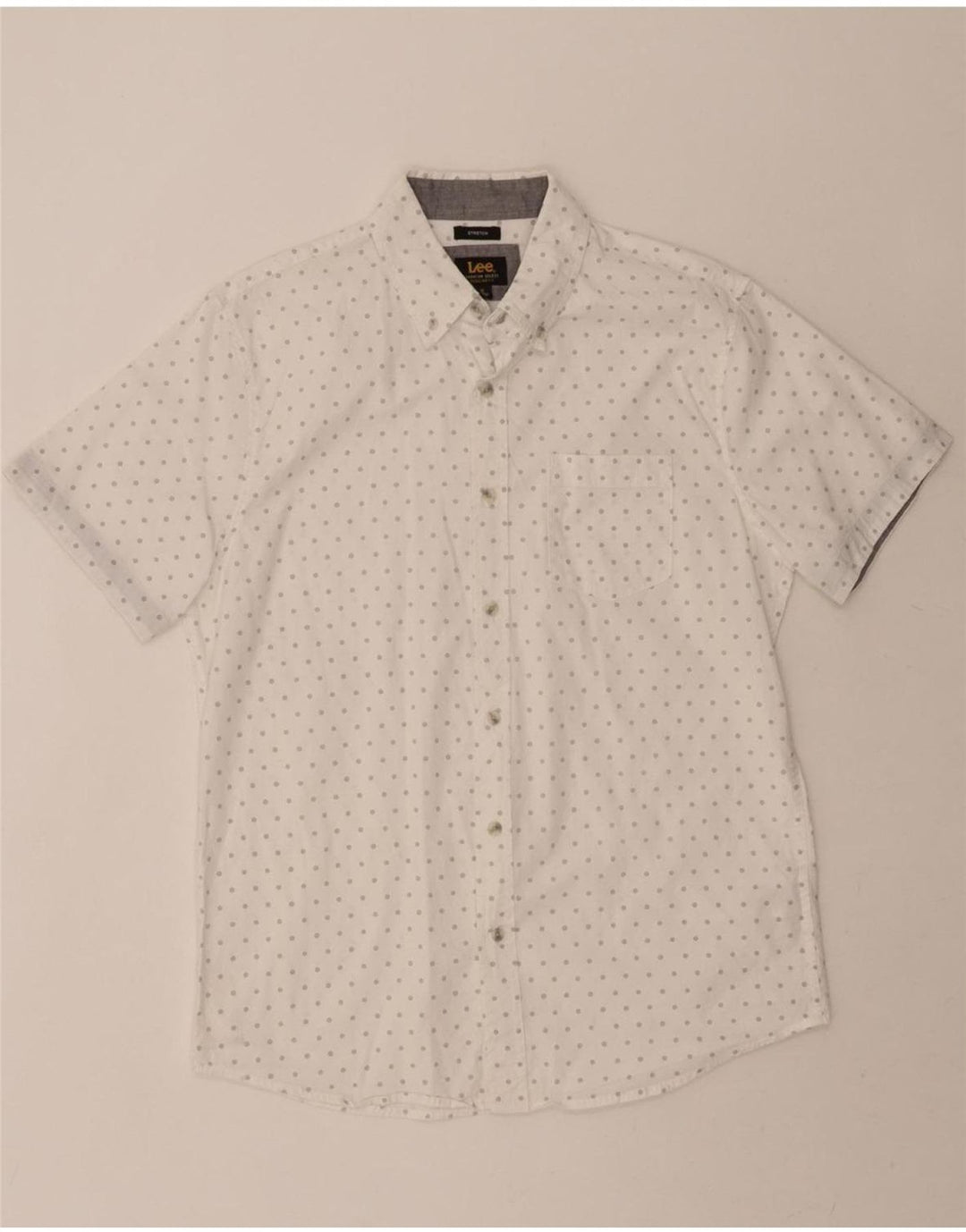 LEE Mens Regular Fit Short Sleeve Shirt Medium White Floral Cotton Vintage Lee and Second-Hand Lee from Messina Hembry 