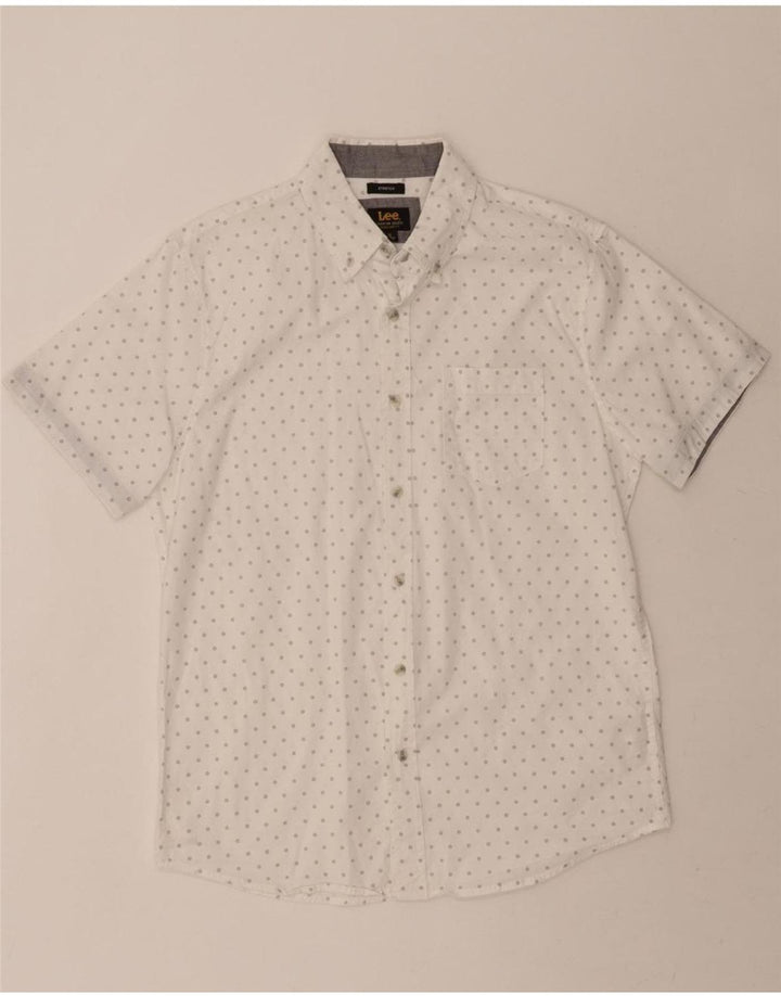 LEE Mens Regular Fit Short Sleeve Shirt Medium White Floral Cotton Vintage Lee and Second-Hand Lee from Messina Hembry 