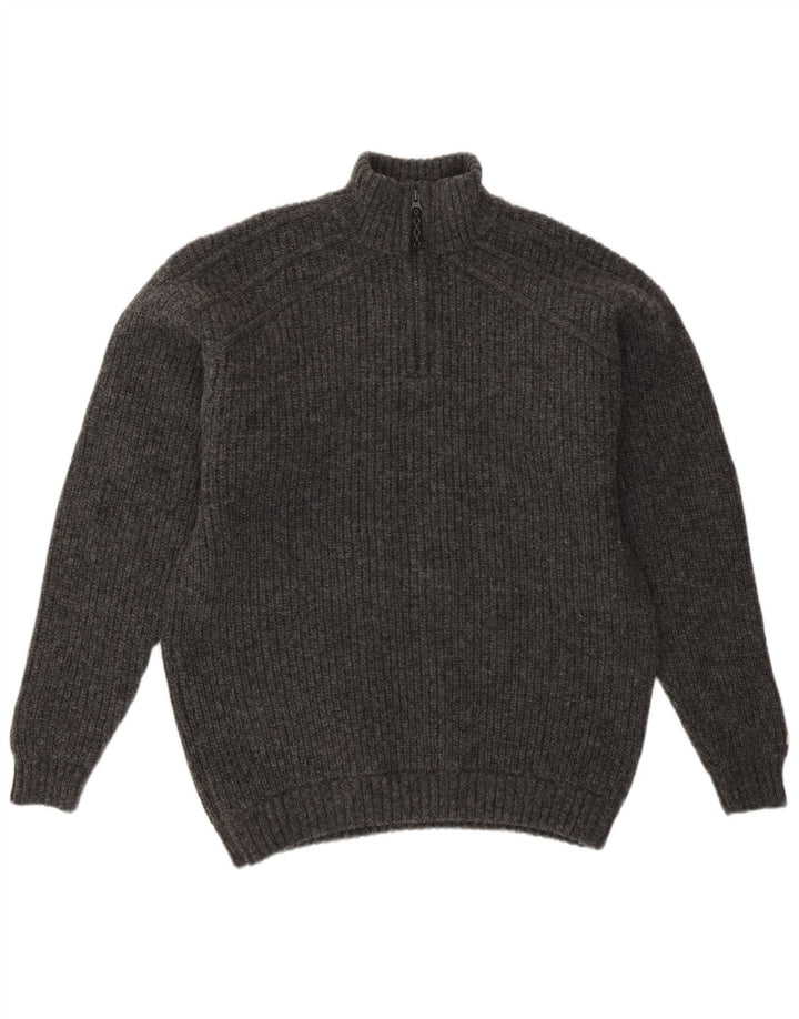 Columbia Herren-Pullover mit Reißverschluss am Hals, mittelgraue Wolle