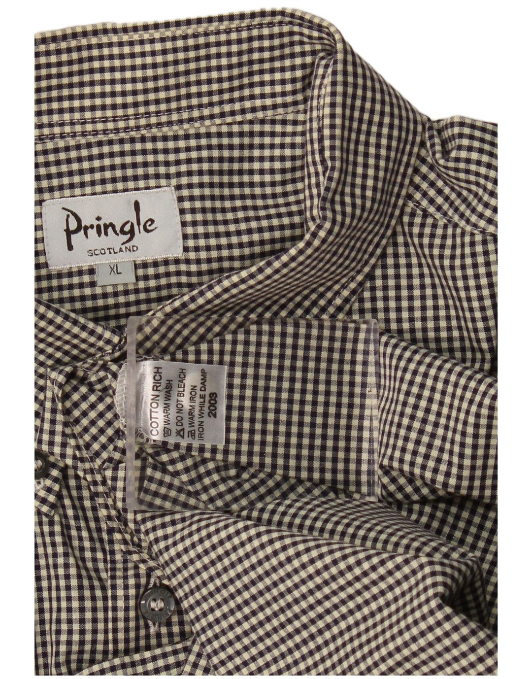 PRINGLE Herren Kurzarmhemd XL Schwarz Gingham Baumwolle