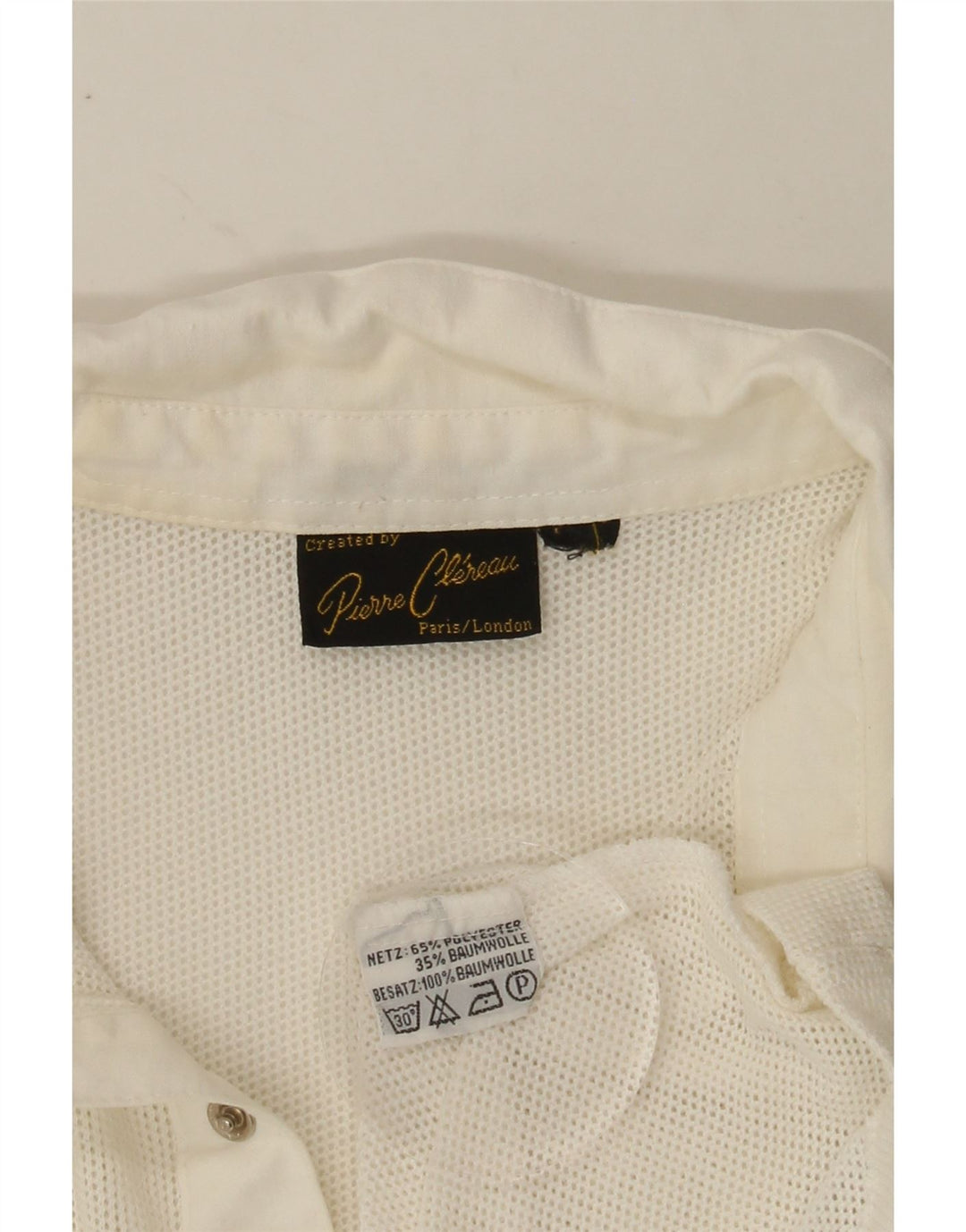 VINTAGE Mens Short Sleeve Pullover Shirt Medium White Polyester Vintage Vintage and Second-Hand Vintage from Messina Hembry 