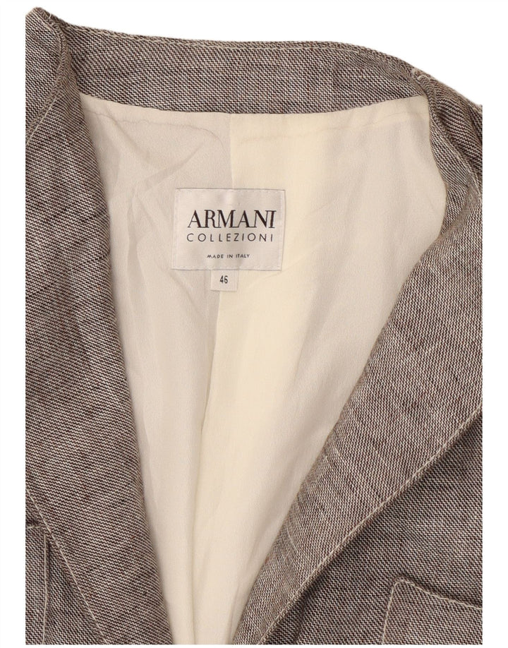 Armani Collezioni Damen 2-Knopf-Blazerjacke IT 46 Großes graues Leinen