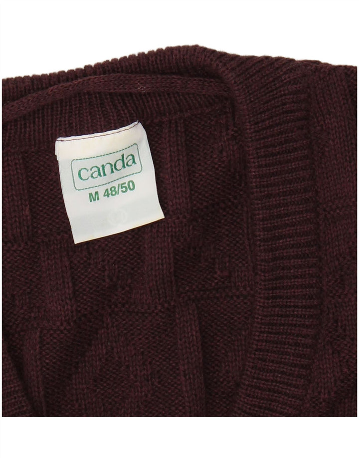 CANDA Herren-Tanktop, EU 48/50, mittleres Burgunderrot, Argyle/Diamant-Acryl