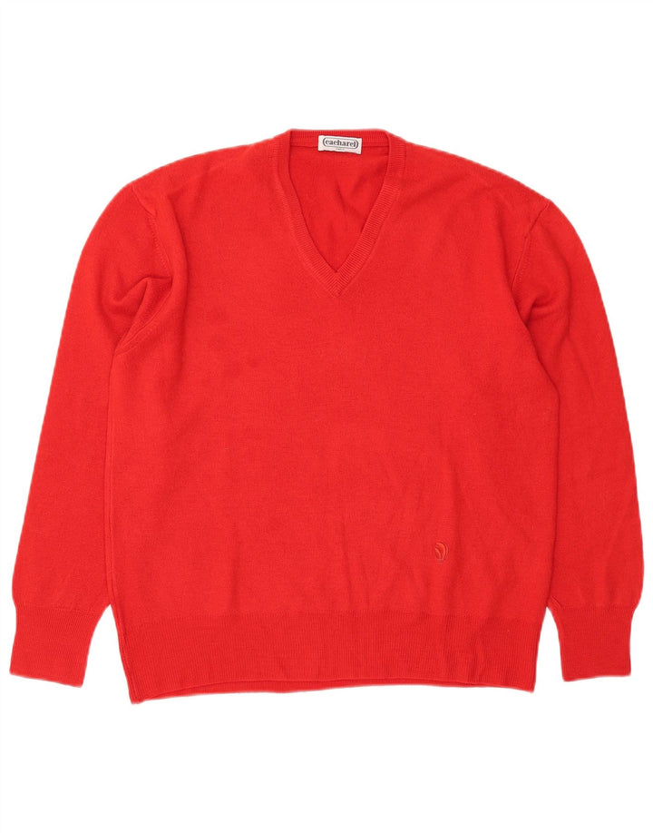 Cacharel Damen Pullover mit V-Ausschnitt IT 48 XL Rote Wolle