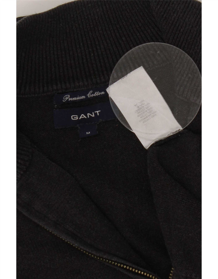 Gant Herren-Pullover mit Reißverschluss am Hals, mittelgraue Baumwolle