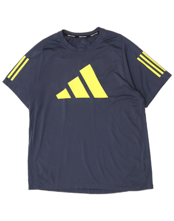 Adidas Herren-T-Shirt mit regulärer Grafik, groß, Marineblau, Farbblock