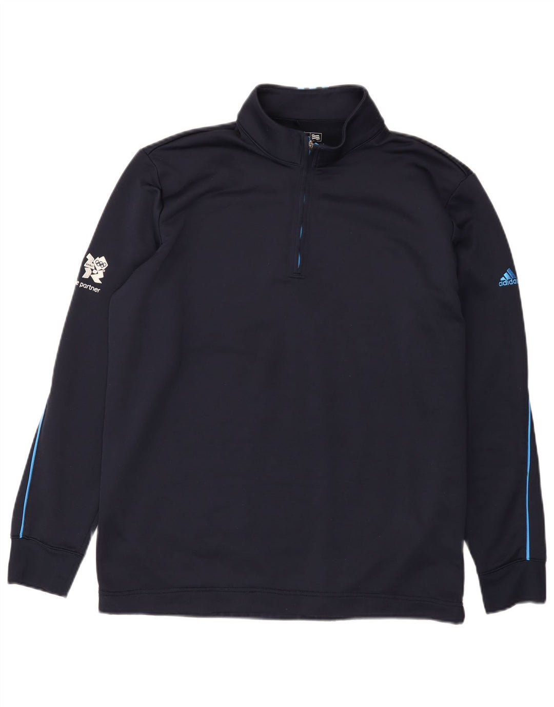 Adidas Herren Climalite Zip Neck Sweatshirt Pullover Large Marineblau Polyester