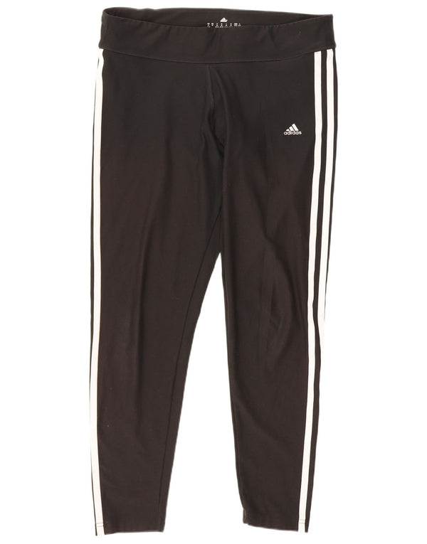 Adidas Damen Graphic Leggings UK 12 W30 L25 Schwarz Polyester
