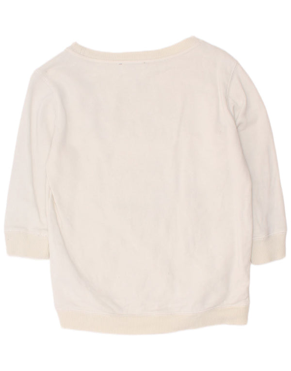Diesel Damen Grafik-Sweatshirt mit 3/4-Ärmeln, UK 4 XS, weiße Baumwolle