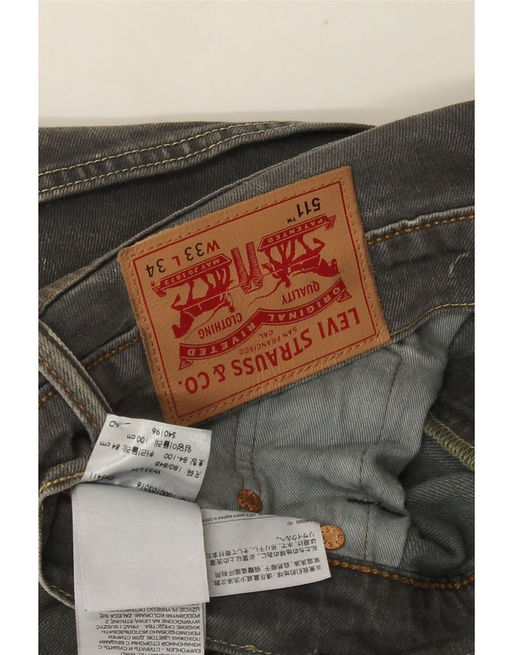 Levi's Herren 511 Slim Jeans W33 L34 Graue Baumwolle