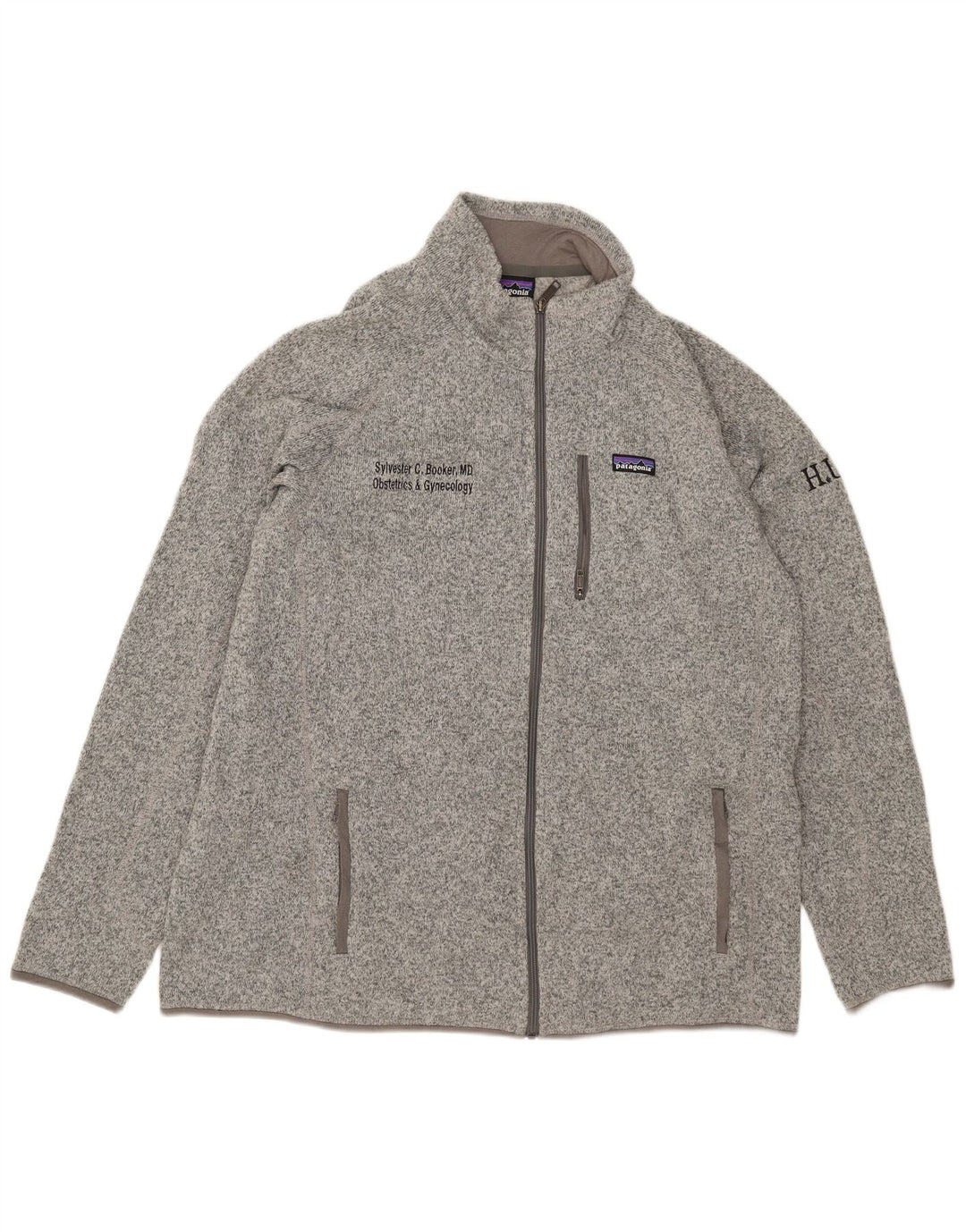 Patagonia Herren-Trainingsanzugoberteil mit Grafik, 2XL, grau geflecktes Polyester