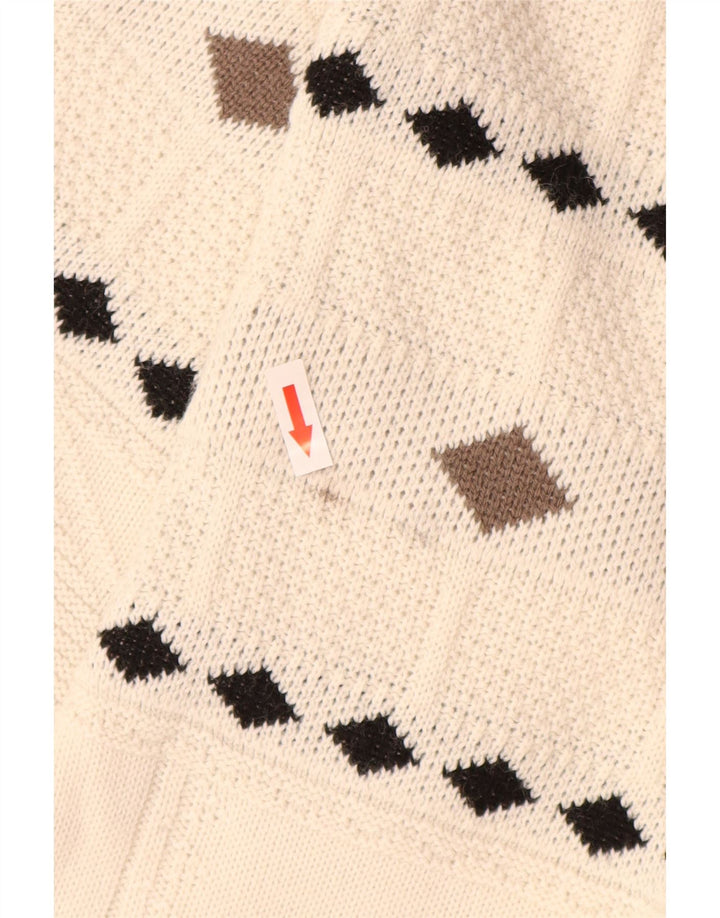 Vintage Herren Rundhalspullover Pullover XL Weiß Argyle/Diamant