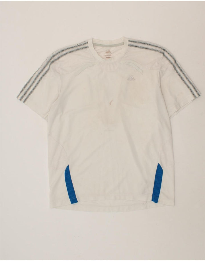 ADIDAS Mens T-Shirt Top Large White Colourblock Polyester Vintage Adidas and Second-Hand Adidas from Messina Hembry 