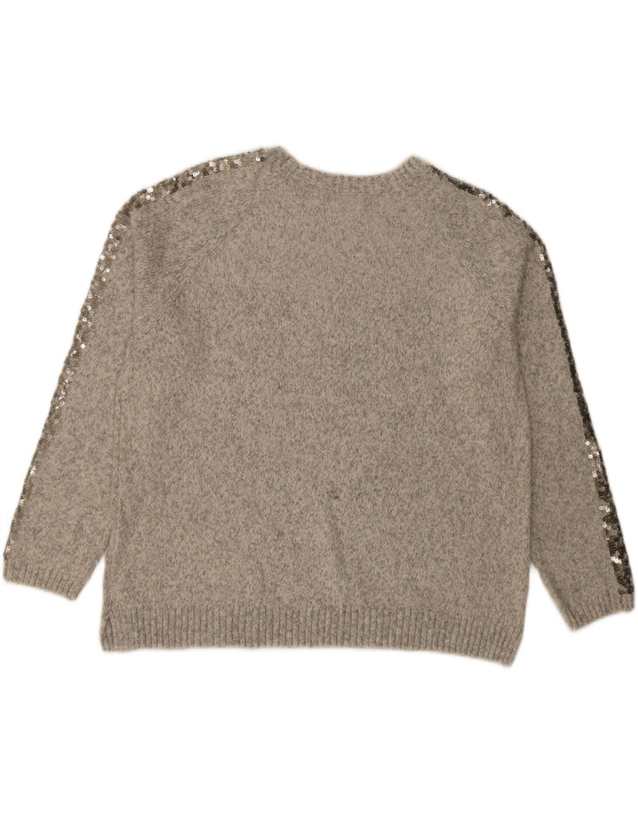 Marks & Spencer Damen-Pullover mit Rundhalsausschnitt, Gr. 40, Größe L, Grau meliert