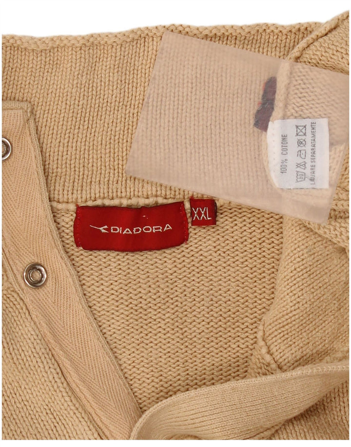 Diadora Herren-Pullover mit Knopfkragen, XL, beige Baumwolle