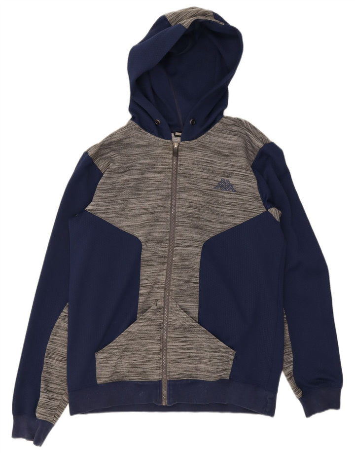 Kappa Herren-Kapuzenpullover mit Reißverschluss, groß, marineblaues Farbblock-Polyester