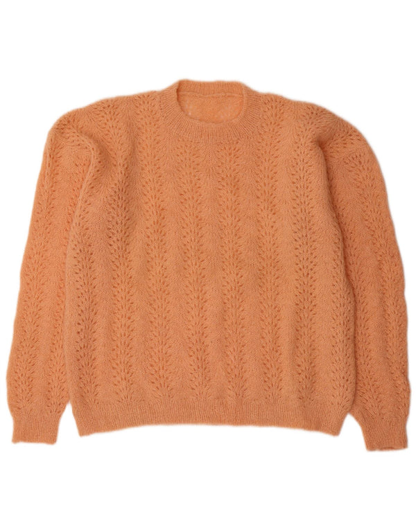 Vintage Damen Rundhalspullover Pullover UK 14 Groß Rosa