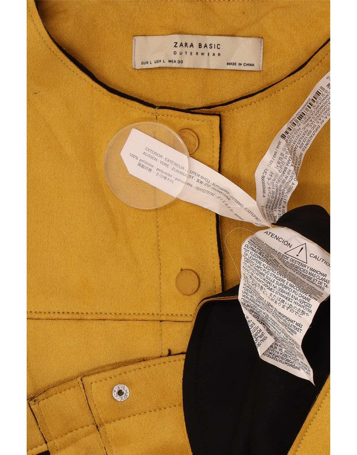 Zara Damen Crop Bomberjacke UK 16 Large Gelb Polyester