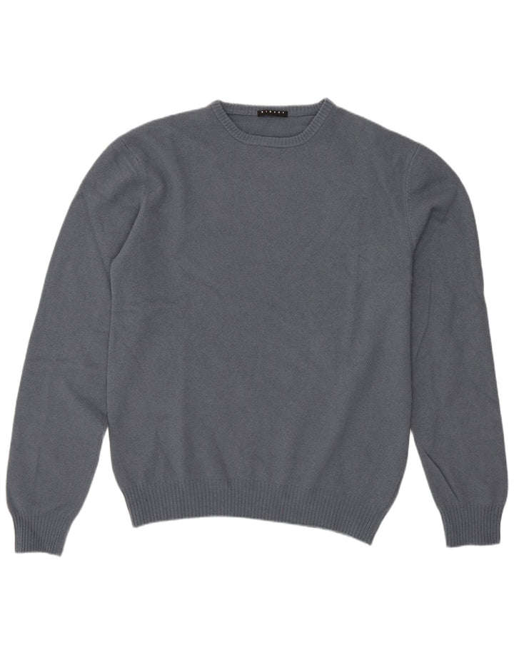 Sisley Damen-Pullover mit Rundhalsausschnitt, UK 16, Größe L, graue Wolle