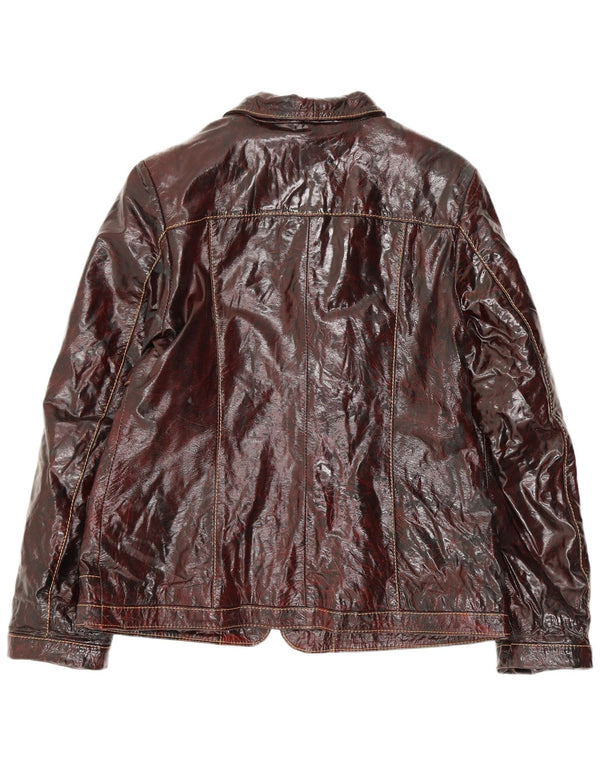Vintage Damen Bomberjacke aus Kunstleder UK 24 4XL Burgund