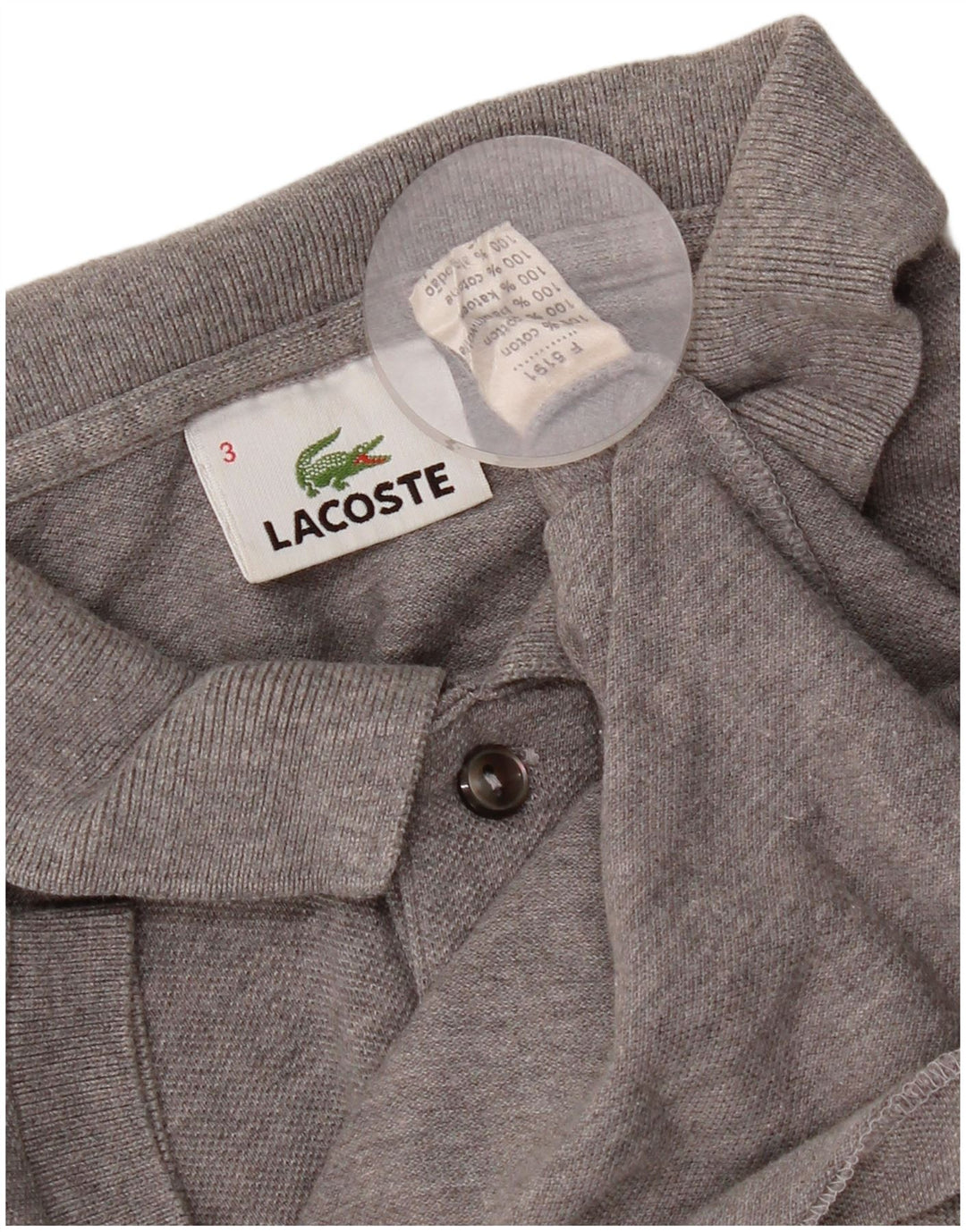 Lacoste Herren-Poloshirt, Größe 3, klein, graue Baumwolle