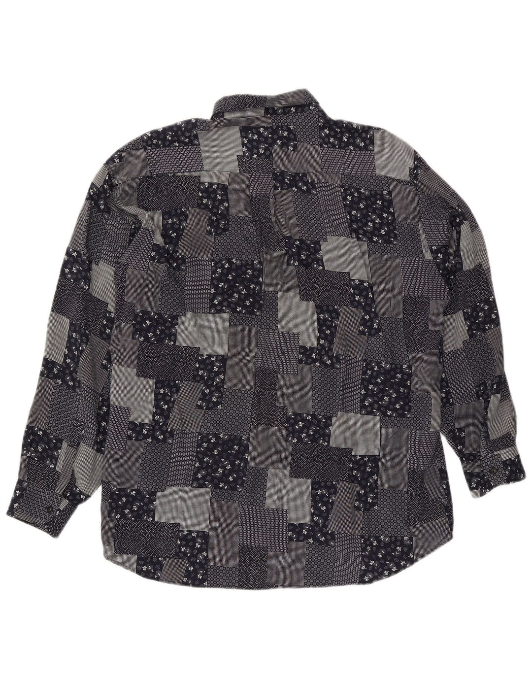 VINTAGE Herrenhemd XL Schwarz Patchwork Viskose