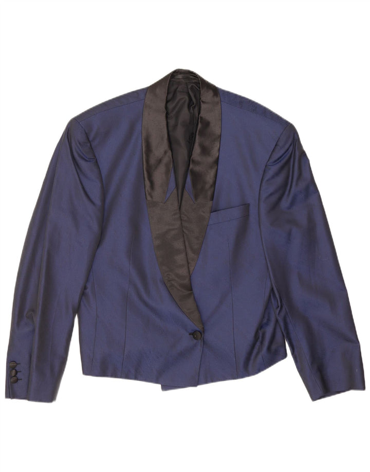 Damen-Blazerjacke mit 1 Knopf, UK 16, Größe L, Marineblau, Baumwolle