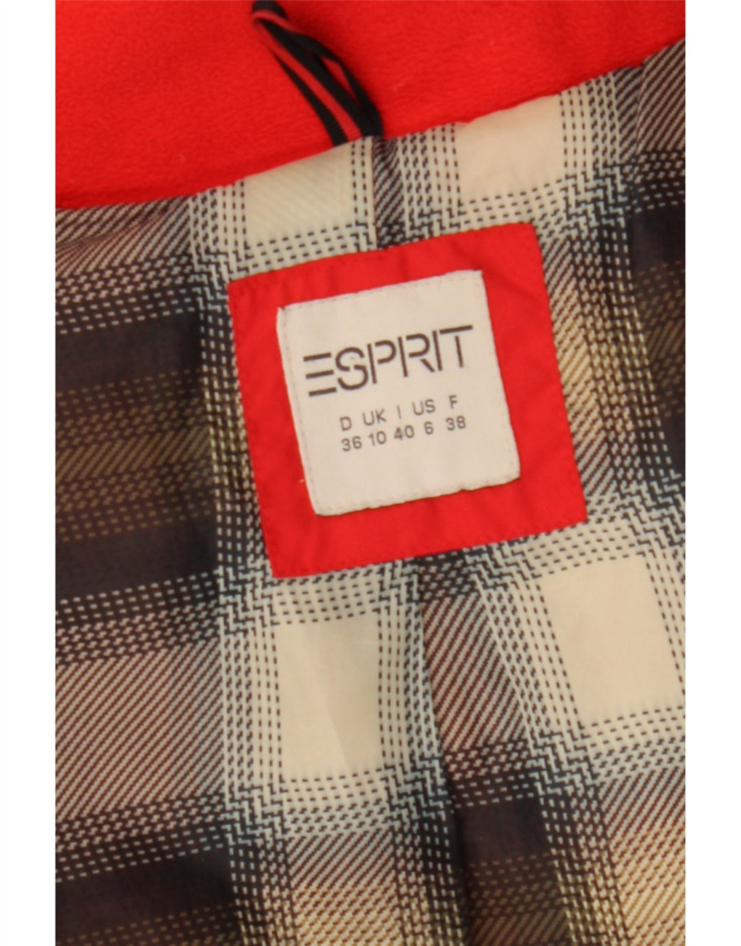 Esprit Wattierter Damenmantel mit Kapuze, UK 10, Größe S, Rot, Polyester