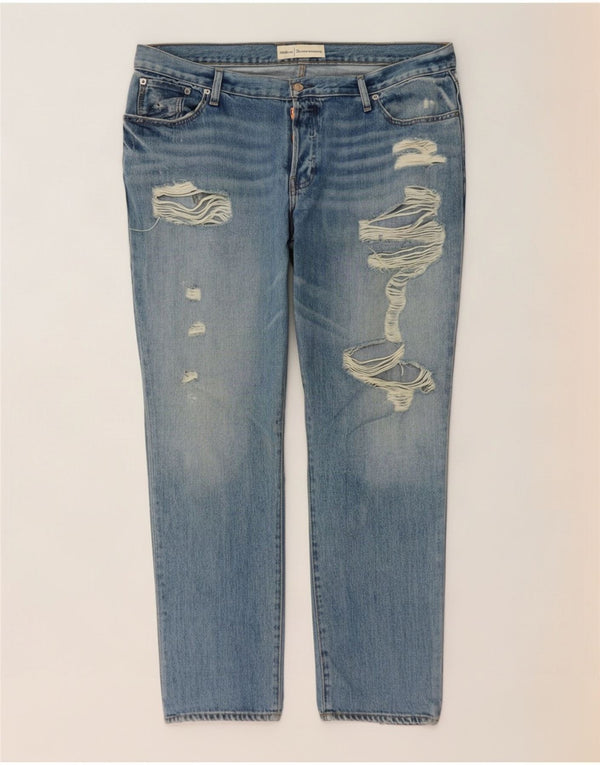 Gap Womens Boyfriend Distressed Relaxed Fit Straight Jeans W33 L26 Blue