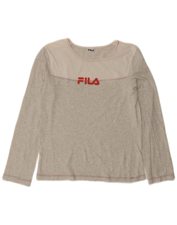 FILA Damen Graphic Top Langarm UK 12 Mittelgrau meliert