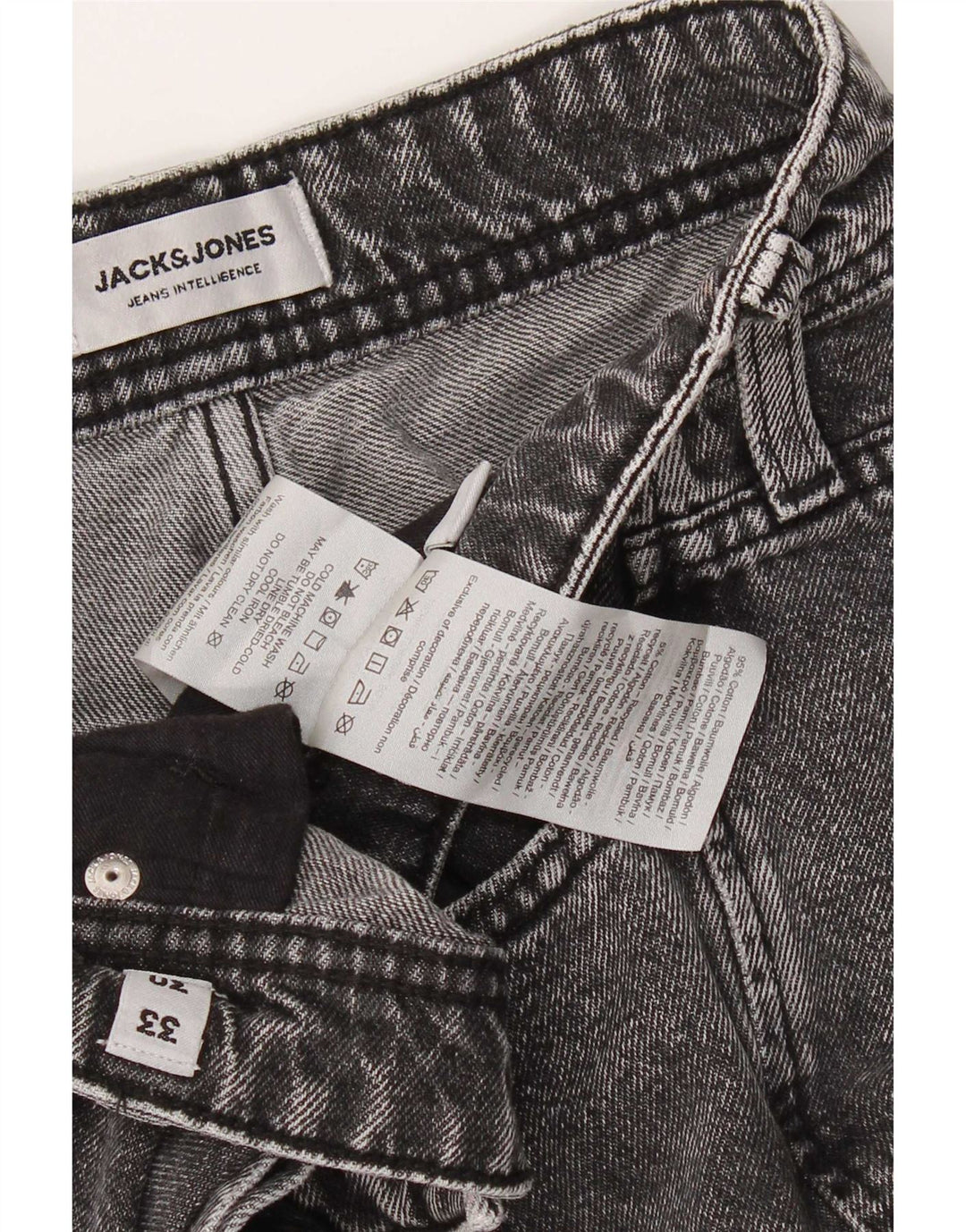 Jack & Jones Herren Tapered Jeans W33 L30 Graue Baumwolle
