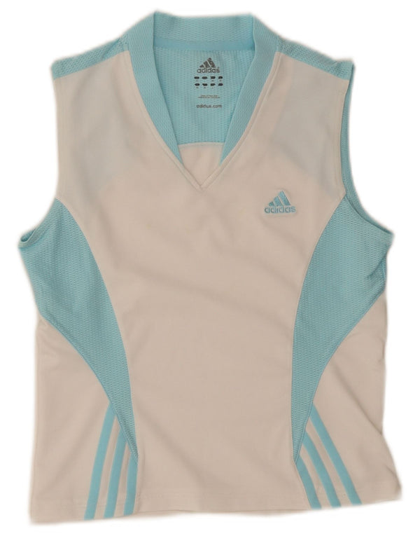 Adidas Damen Crop Vest Top UK 12 Mittelweiß Farbblock
