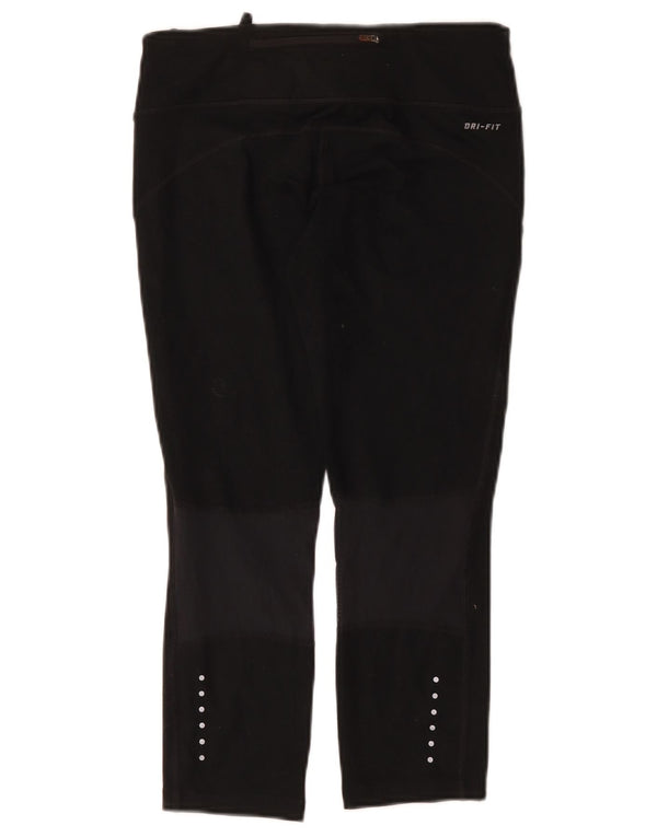 Nike Damen Dri Fit Capri Leggings UK 10 Small Schwarz Polyester